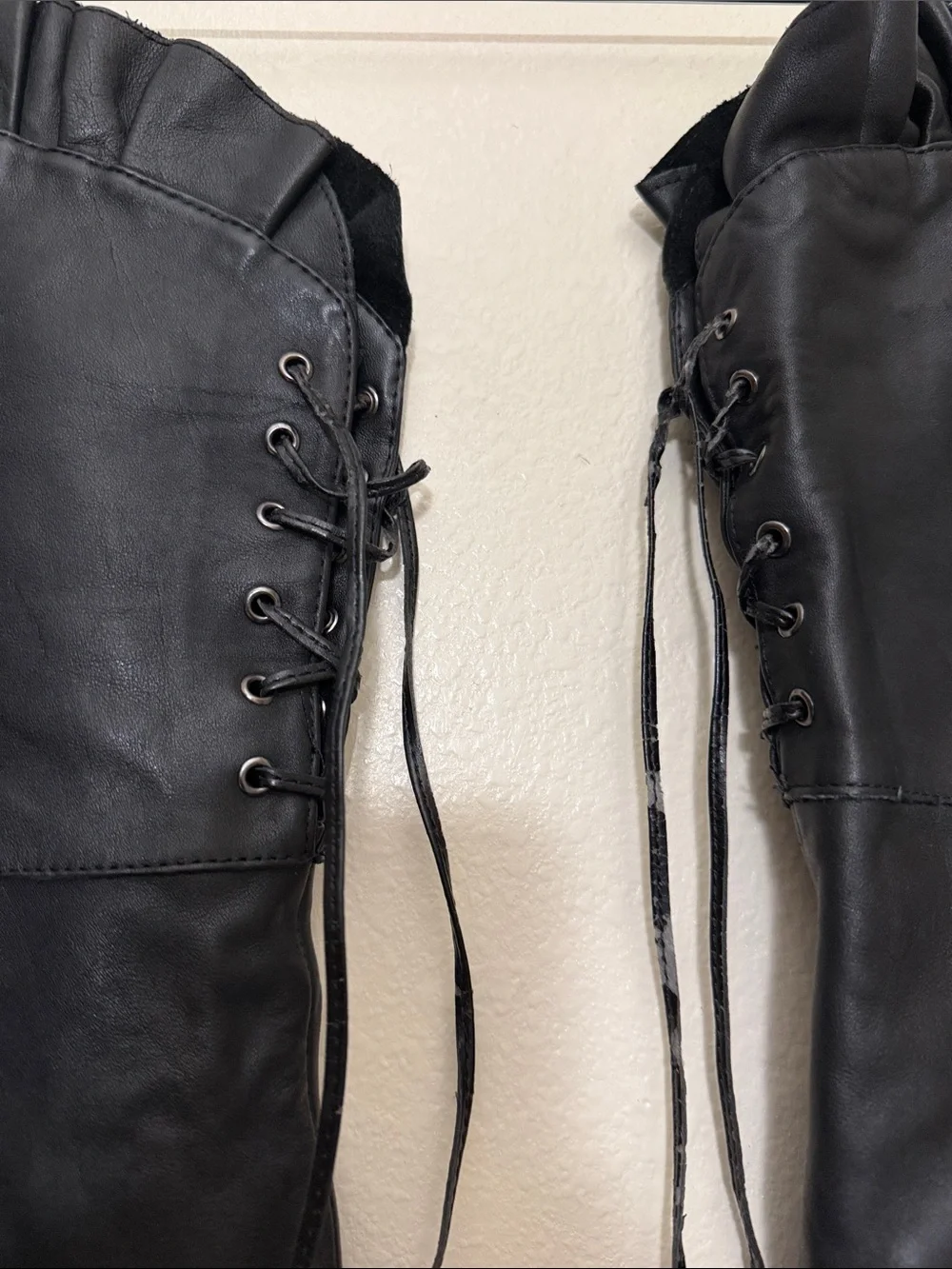 Sexy Kelsi Dagger Black Over-the-Knee Lace-Up Stiletto Boots Feminine Size 11